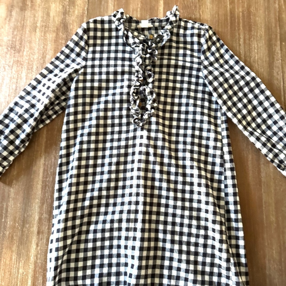 Jcrew crewcuts flannel girls dress size 10 black check
